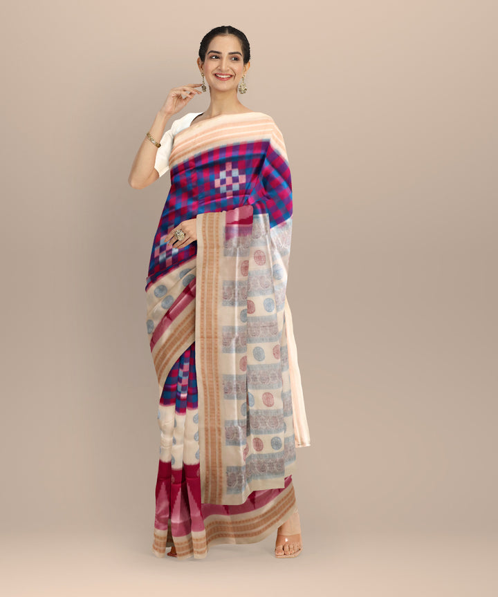 Multicolor Cream Silk Handloom Sambalpuri Saree