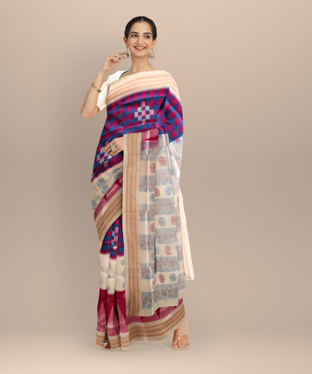 Multicolor Cream Silk Handloom Sambalpuri Saree