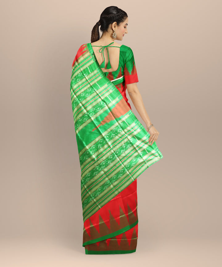 Red Dark Green Silk Handloom Sambalpuri Saree