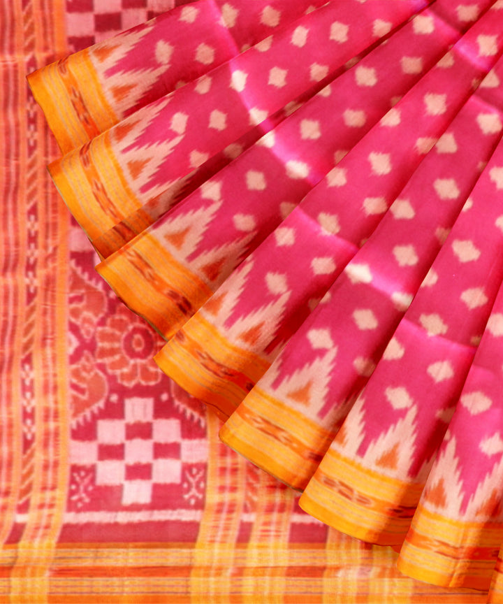 Pink orange silk handloom khandua saree