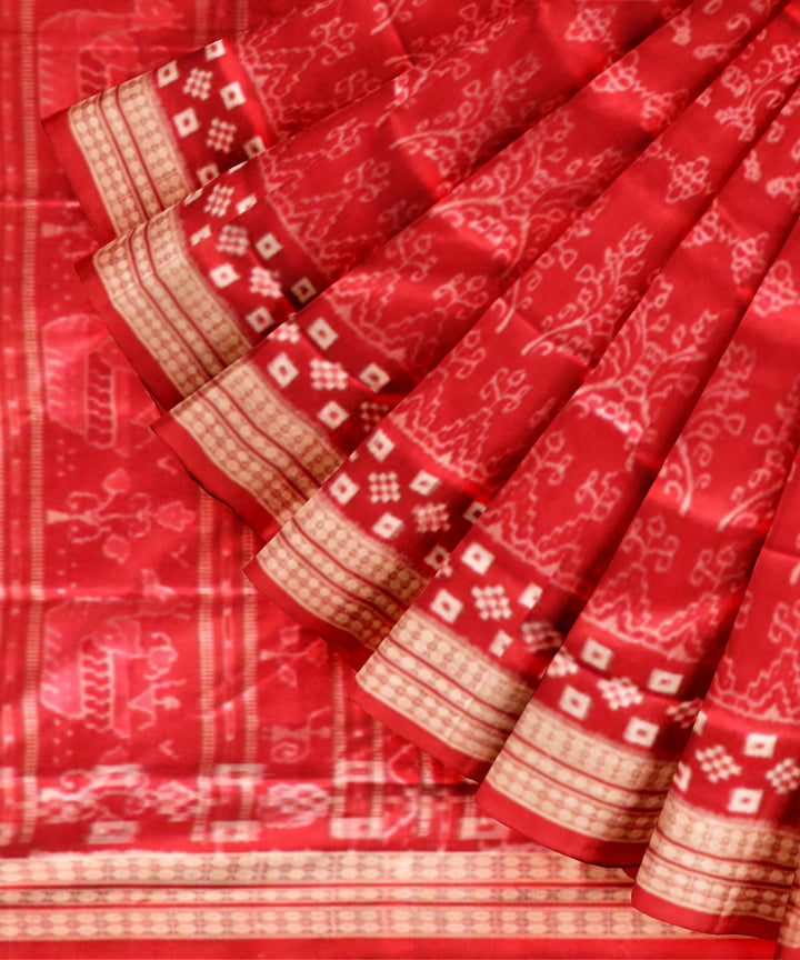 Red dark red silk handloom sambalpuri saree