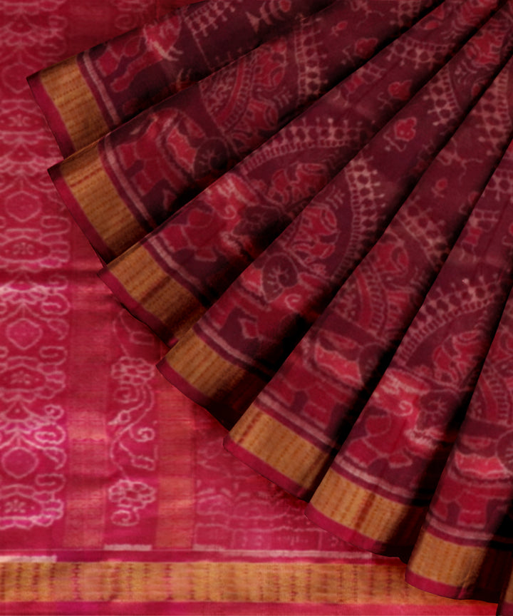 Violet dogwood rose silk handloom sambalpuri saree