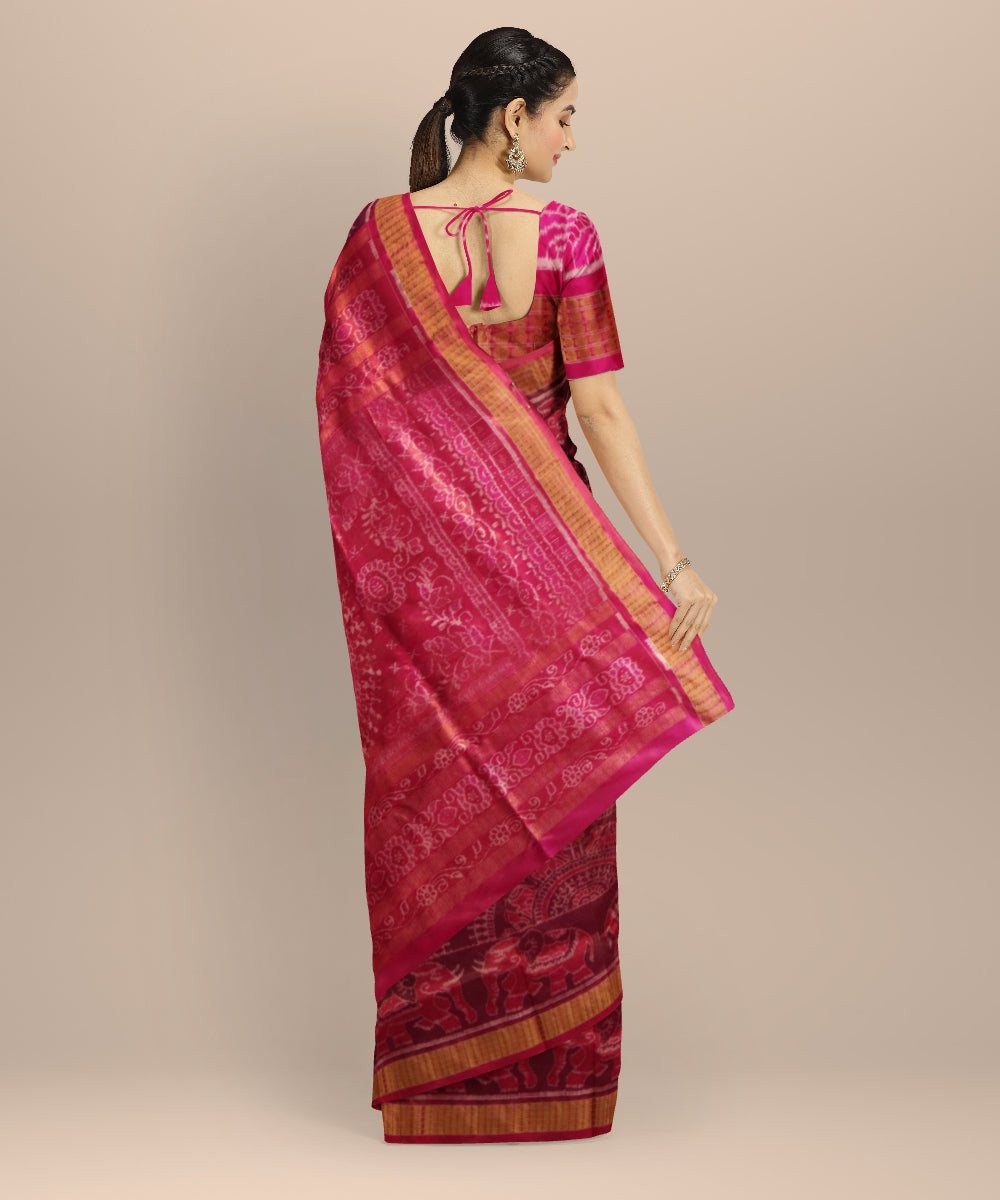 Violet dogwood rose silk handloom sambalpuri saree