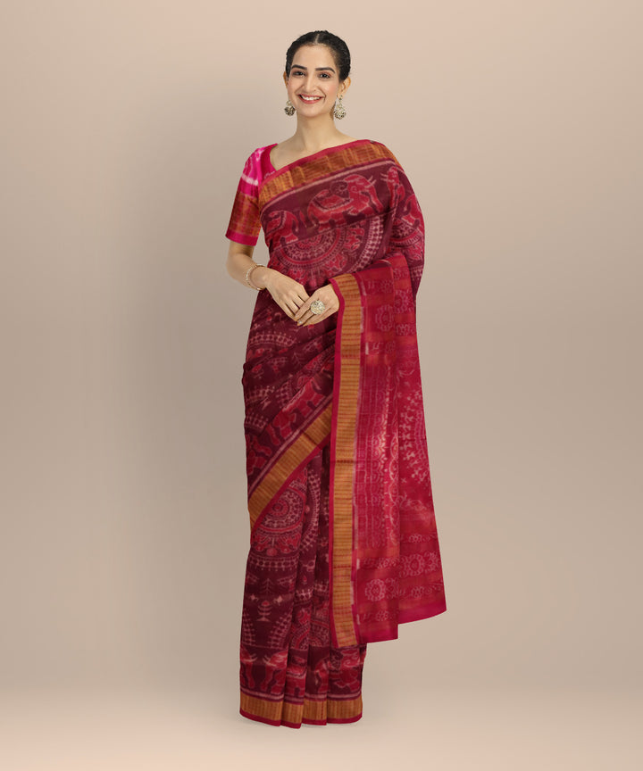 Violet dogwood rose silk handloom sambalpuri saree