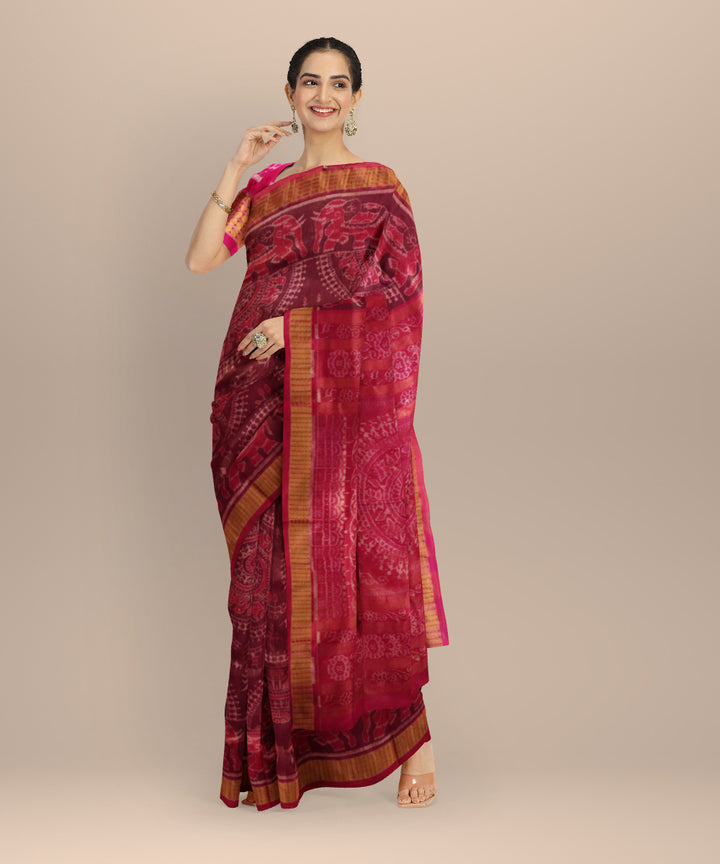 Violet dogwood rose silk handloom sambalpuri saree