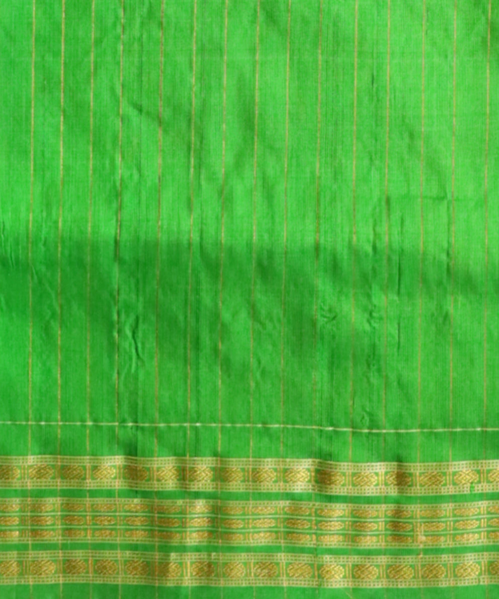 Coffee & Dark Pastel Green The Sacred Kalash ikat Tissue Silk Sambalpuri Saree