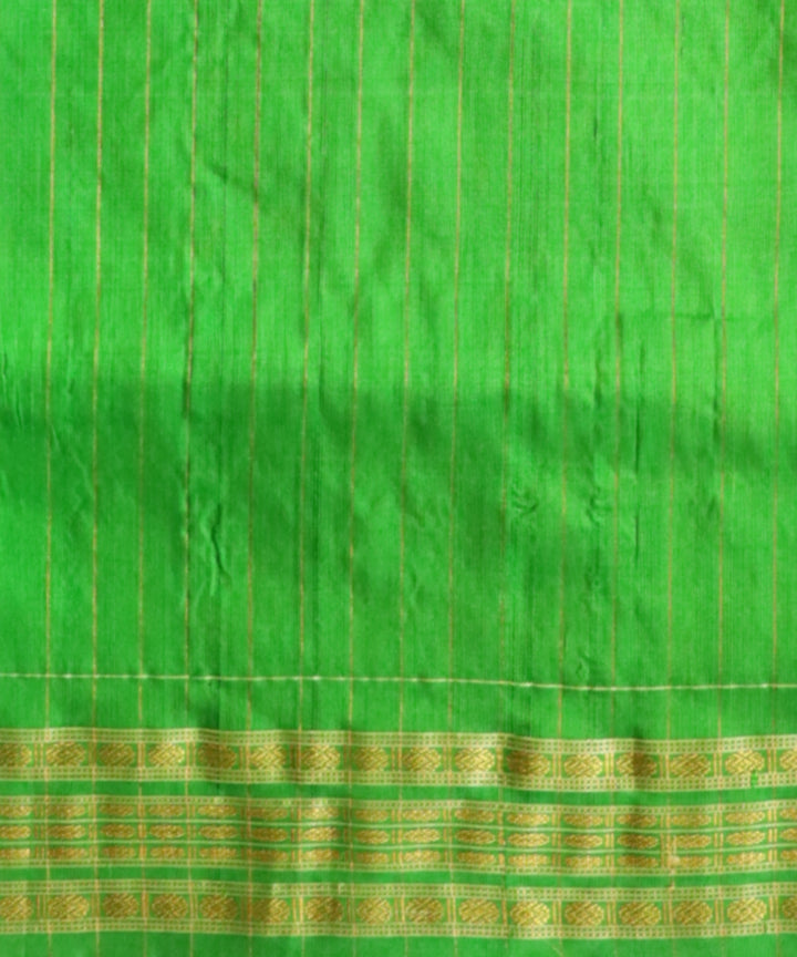 Coffee & Dark Pastel Green The Sacred Kalash ikat Tissue Silk Sambalpuri Saree