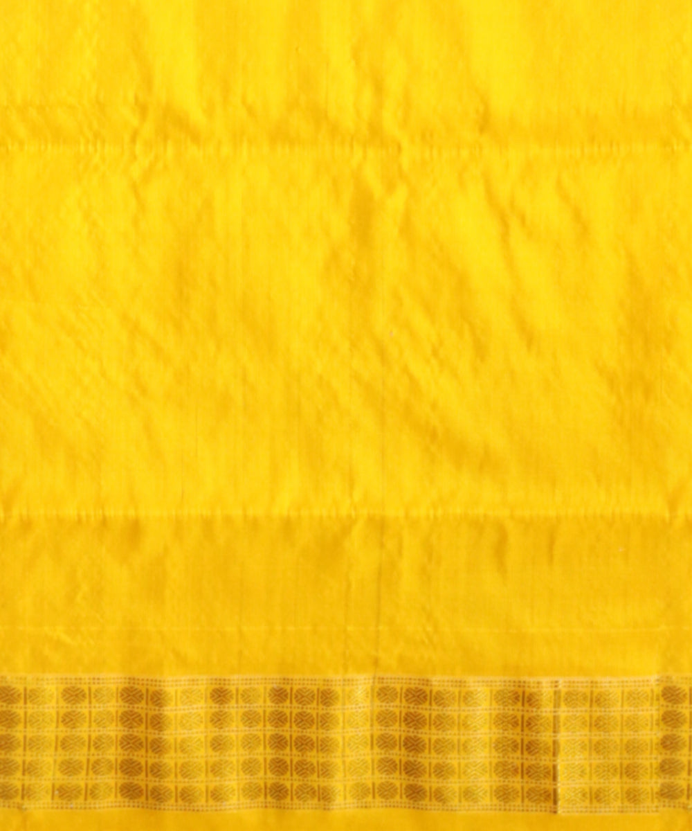 Duke Blue & Cyber Yellow Sambalpuri Silk Saree with Odissi Dancer Ikat