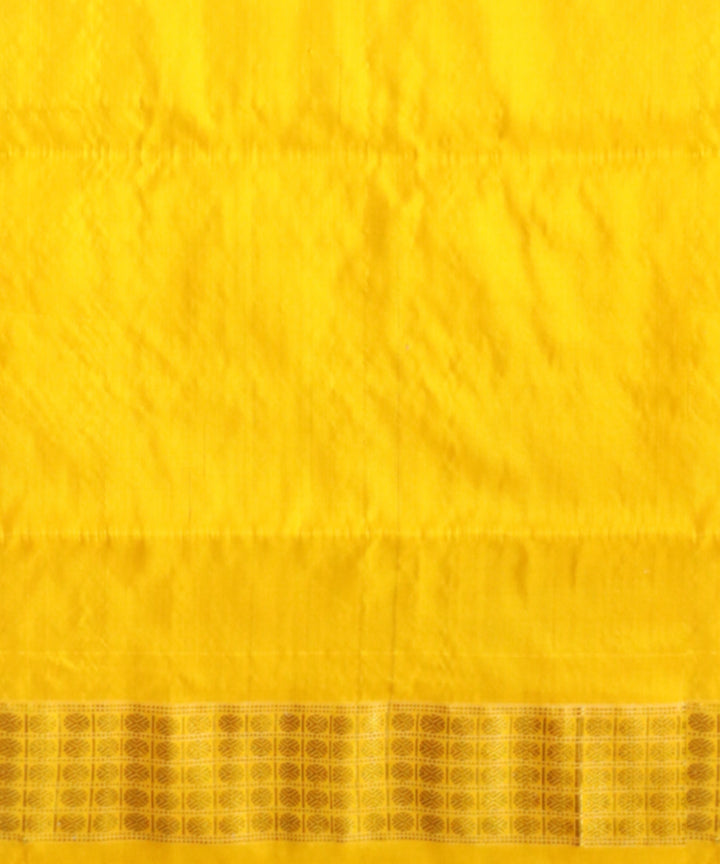Duke Blue & Cyber Yellow Sambalpuri Silk Saree with Odissi Dancer Ikat