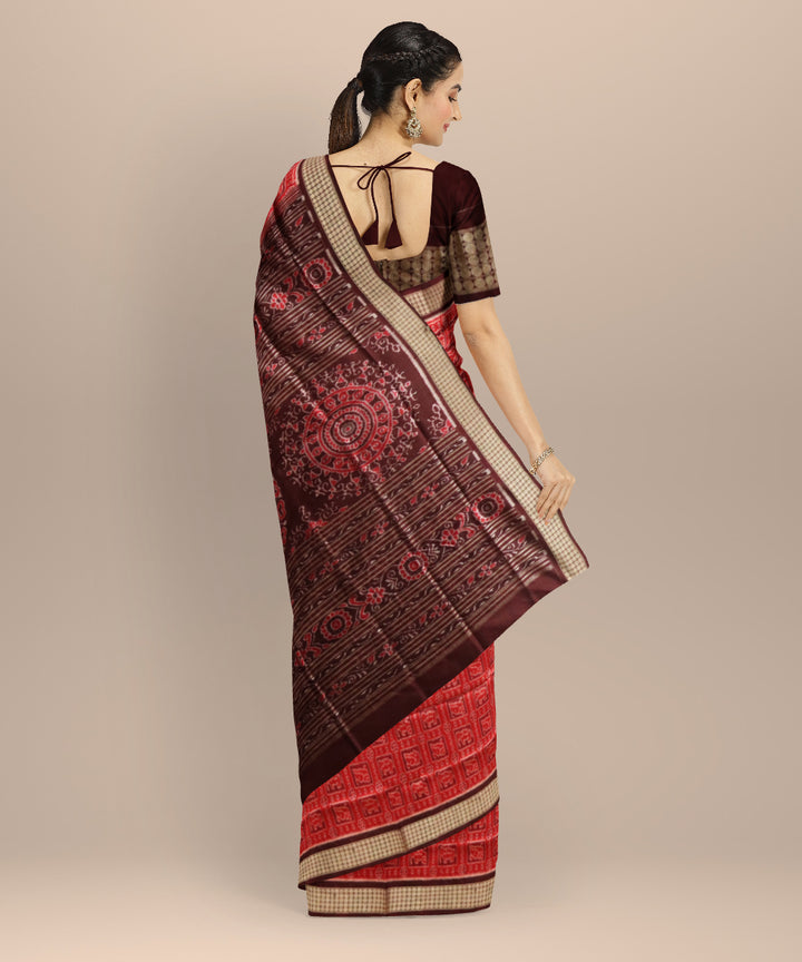 Red Dark Scarlet Silk Handloom Sambalpuri Saree