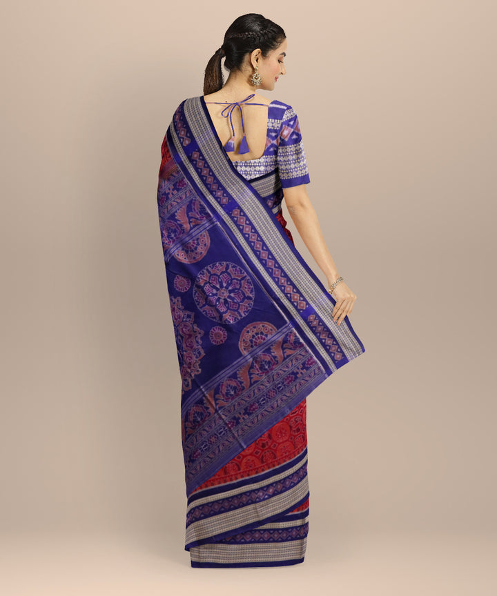 Pink dark blue cotton silk handloom sambalpuri saree