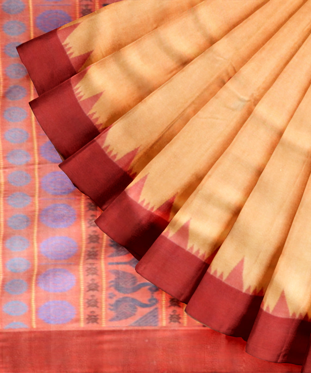 Beige brick road silk handloom sambalpuri saree