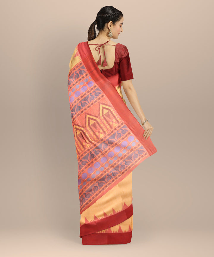 Beige brick road silk handloom sambalpuri saree