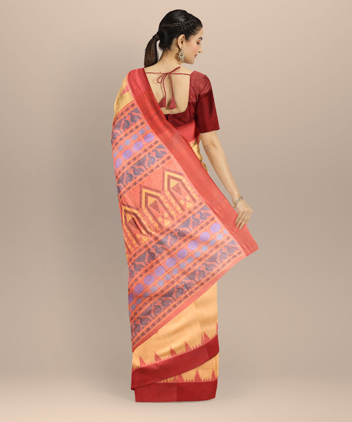 Beige brick road silk handloom sambalpuri saree