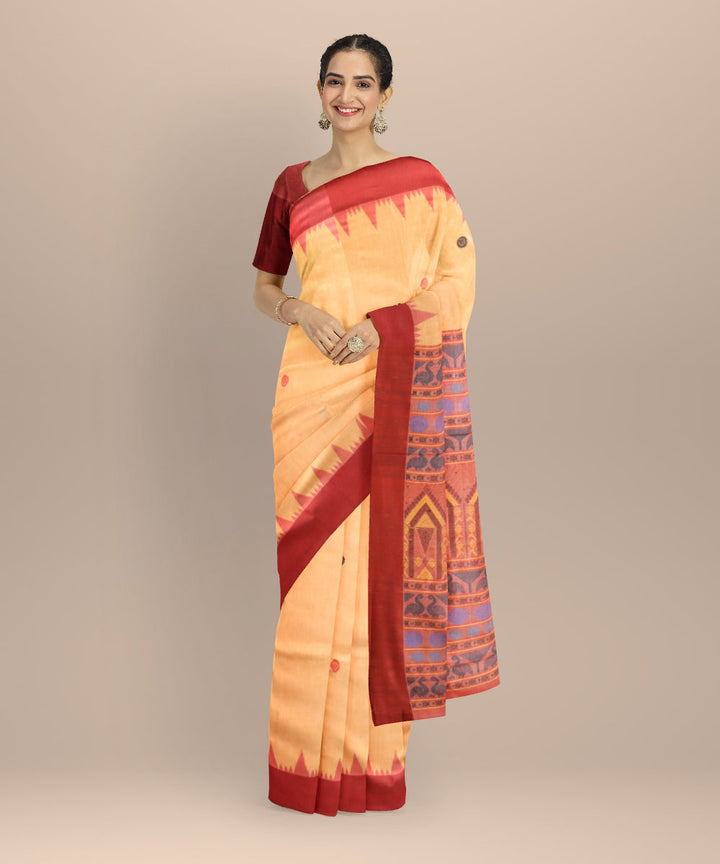 Beige brick road silk handloom sambalpuri saree