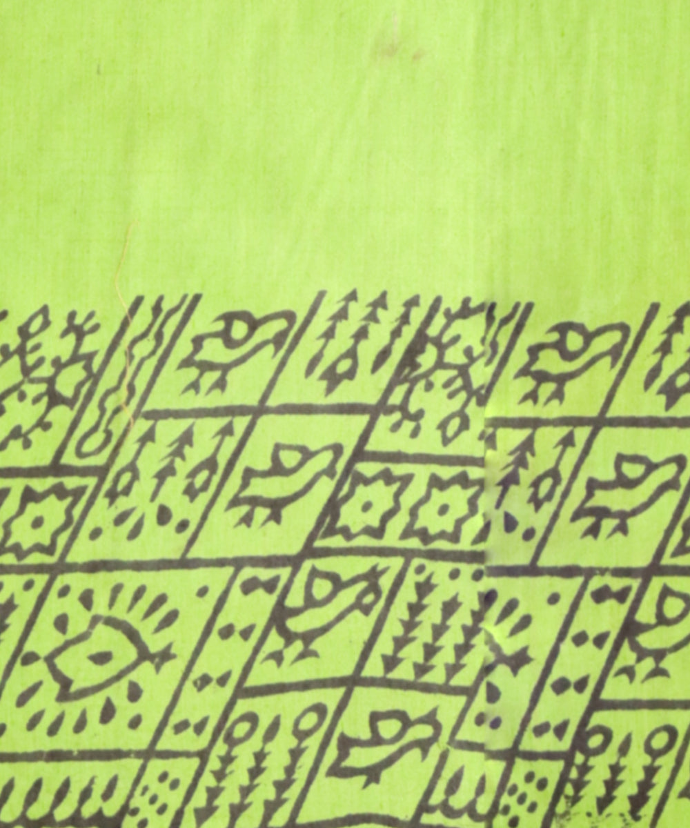 Light Green Black Silk Handloom Sambalpuri Saree