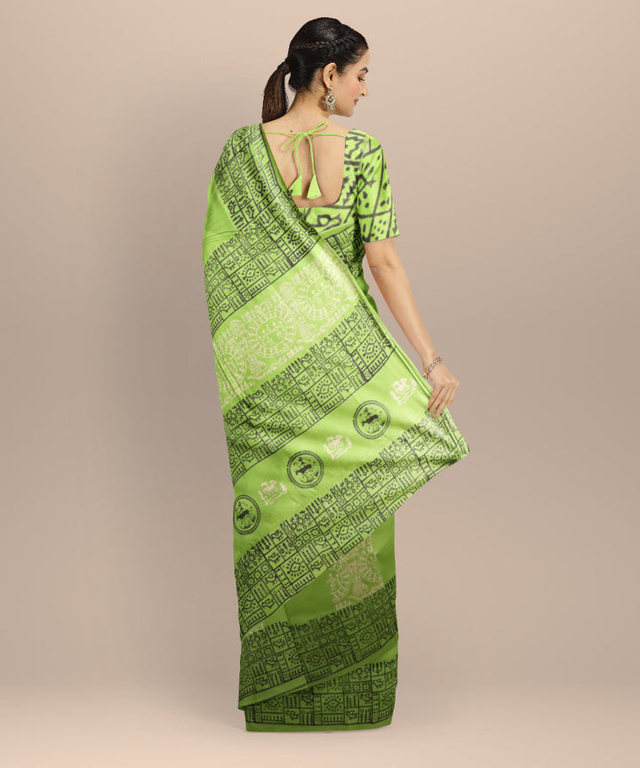 Light green black silk handloom sambalpuri saree