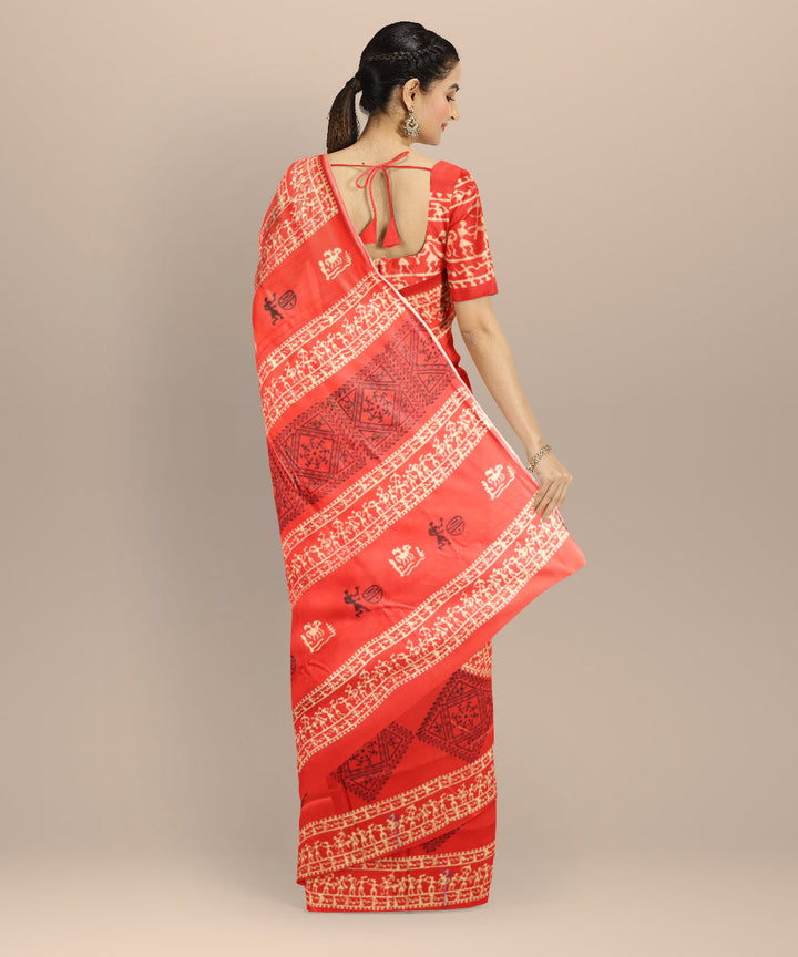 Red cream black silk handloom sambalpuri saree