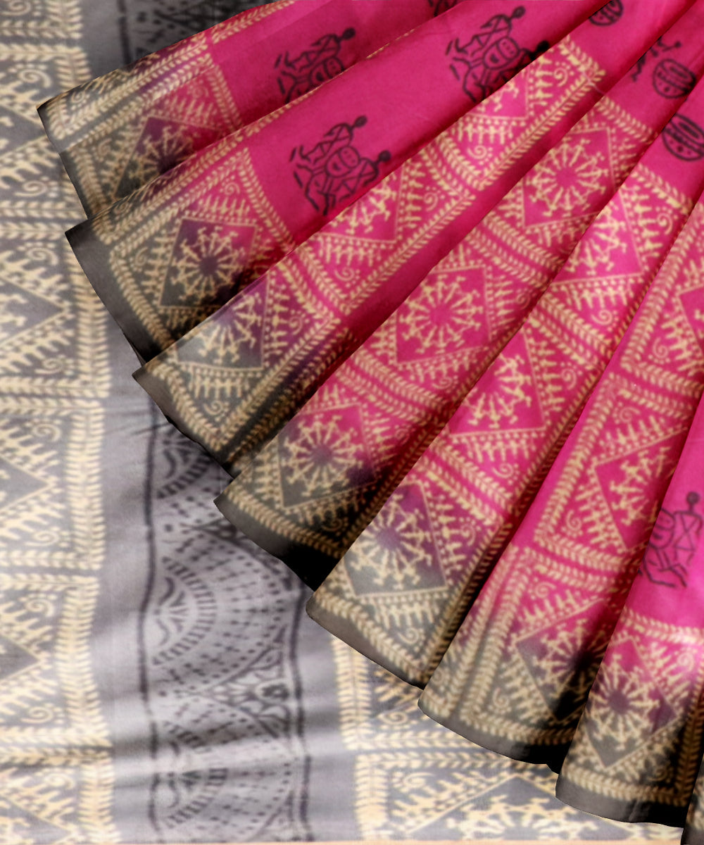 Purple gray silk handloom sambalpuri saree