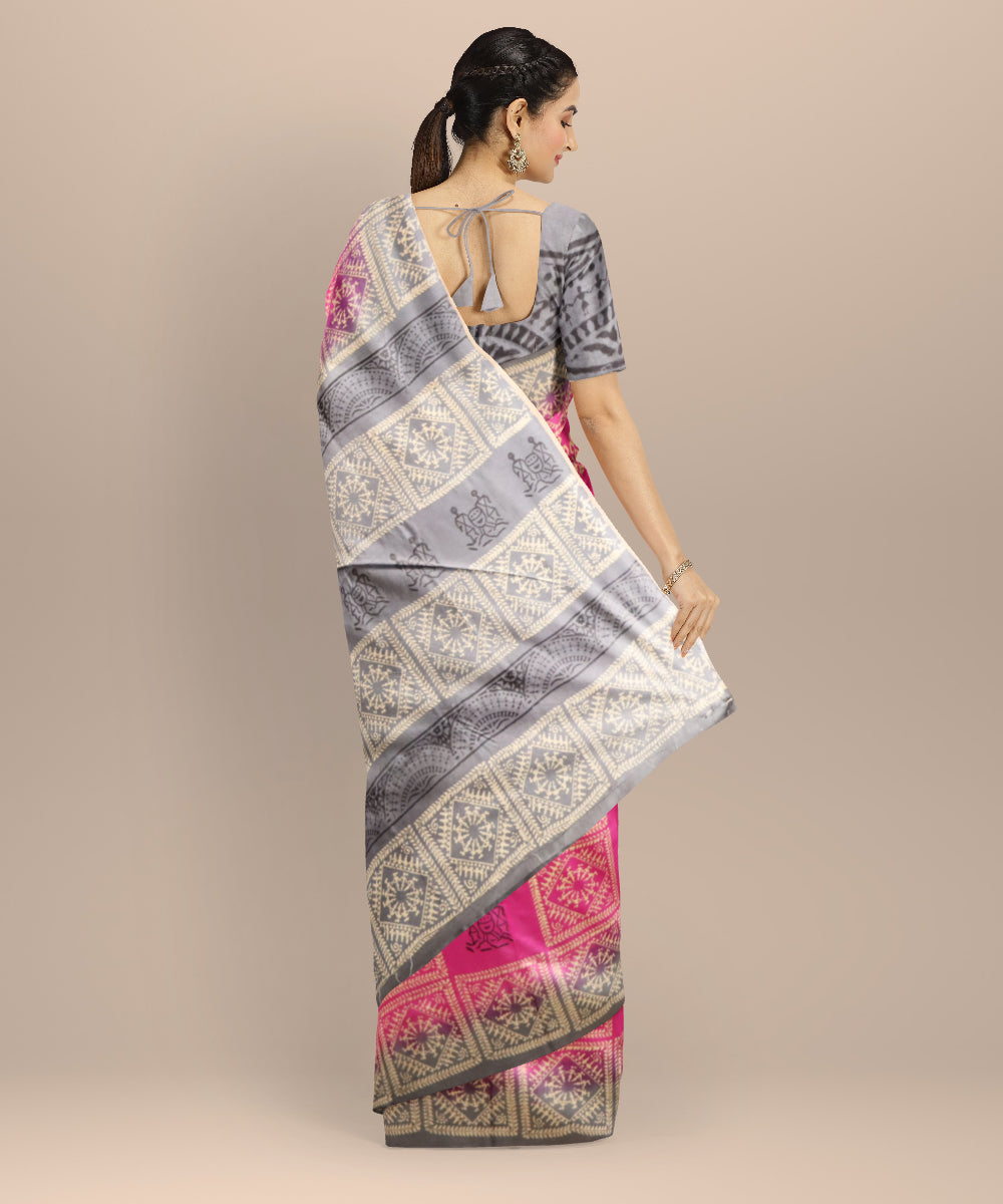 Purple gray silk handloom sambalpuri saree