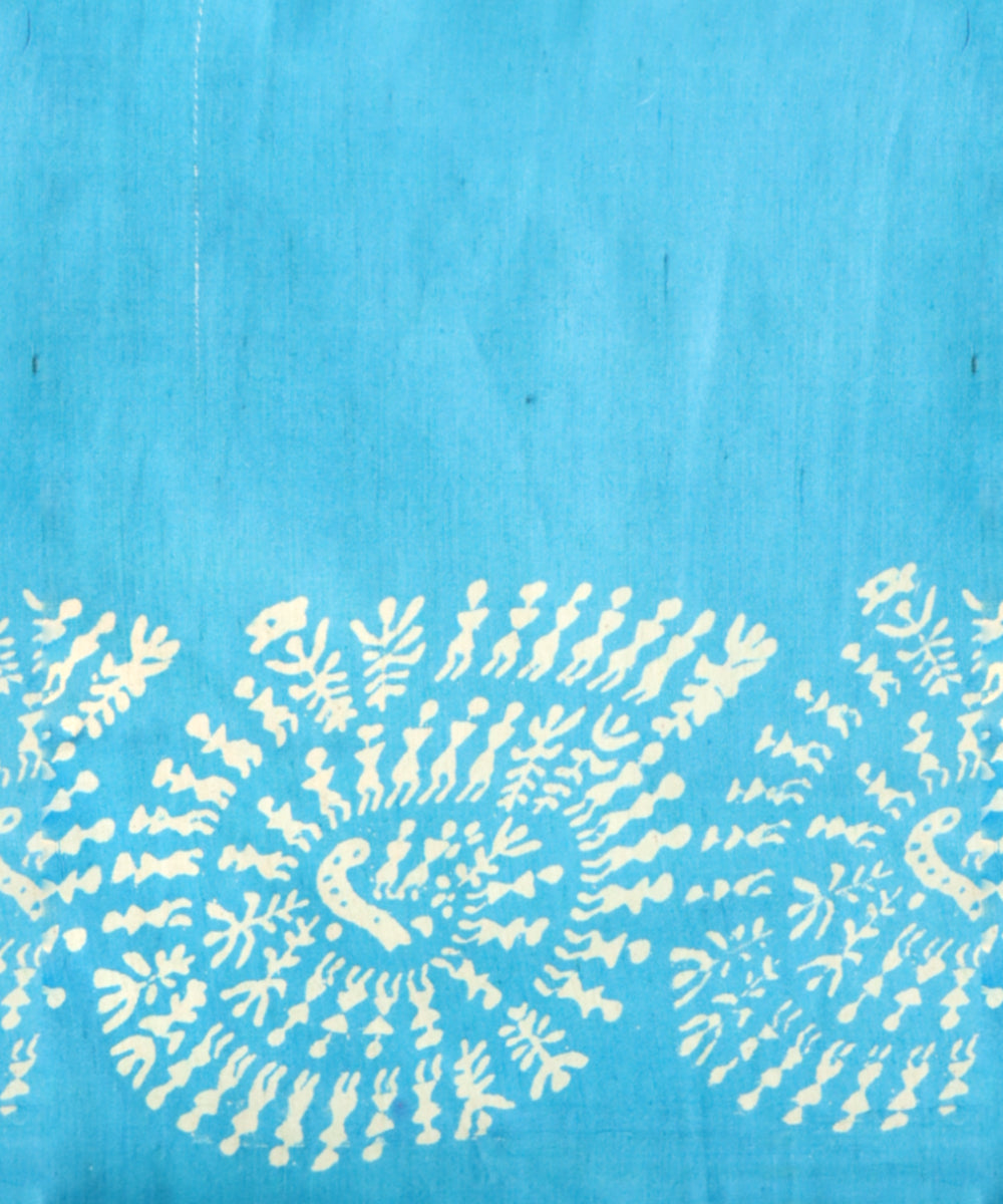 Grey brandeis blue silk handloom sambalpuri saree