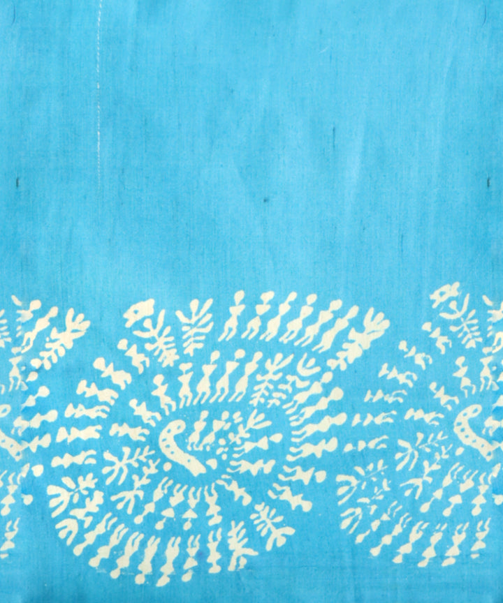 Grey brandeis blue silk handloom sambalpuri saree