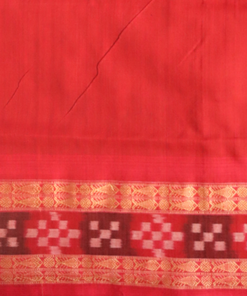 Dark green dark red handloom cotton bomkai saree