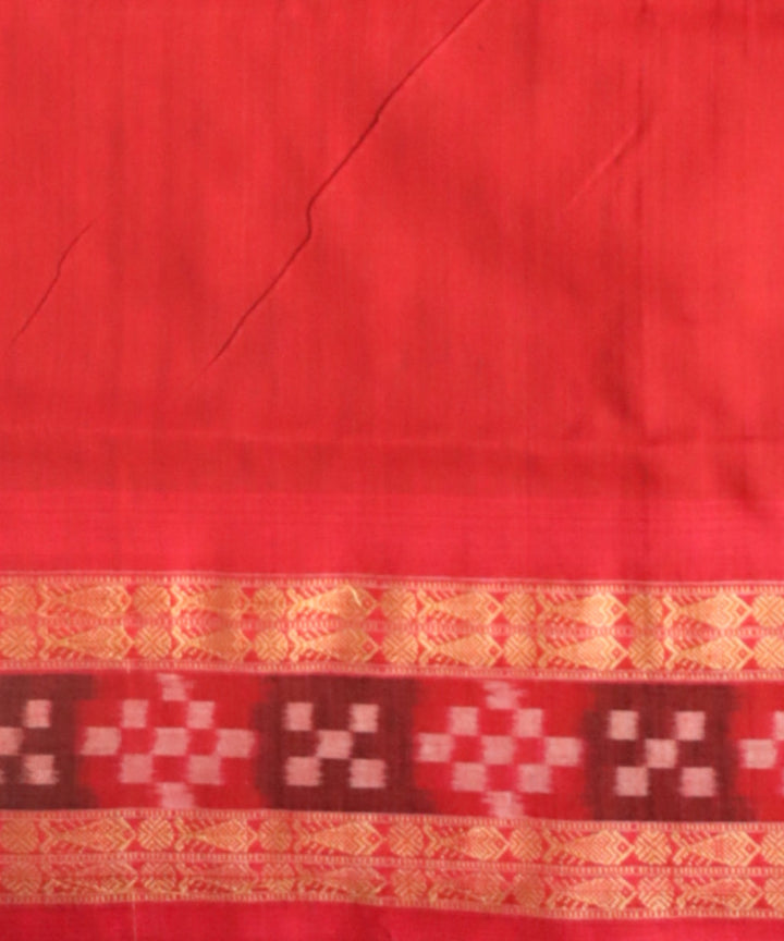 Dark green dark red handloom cotton bomkai saree