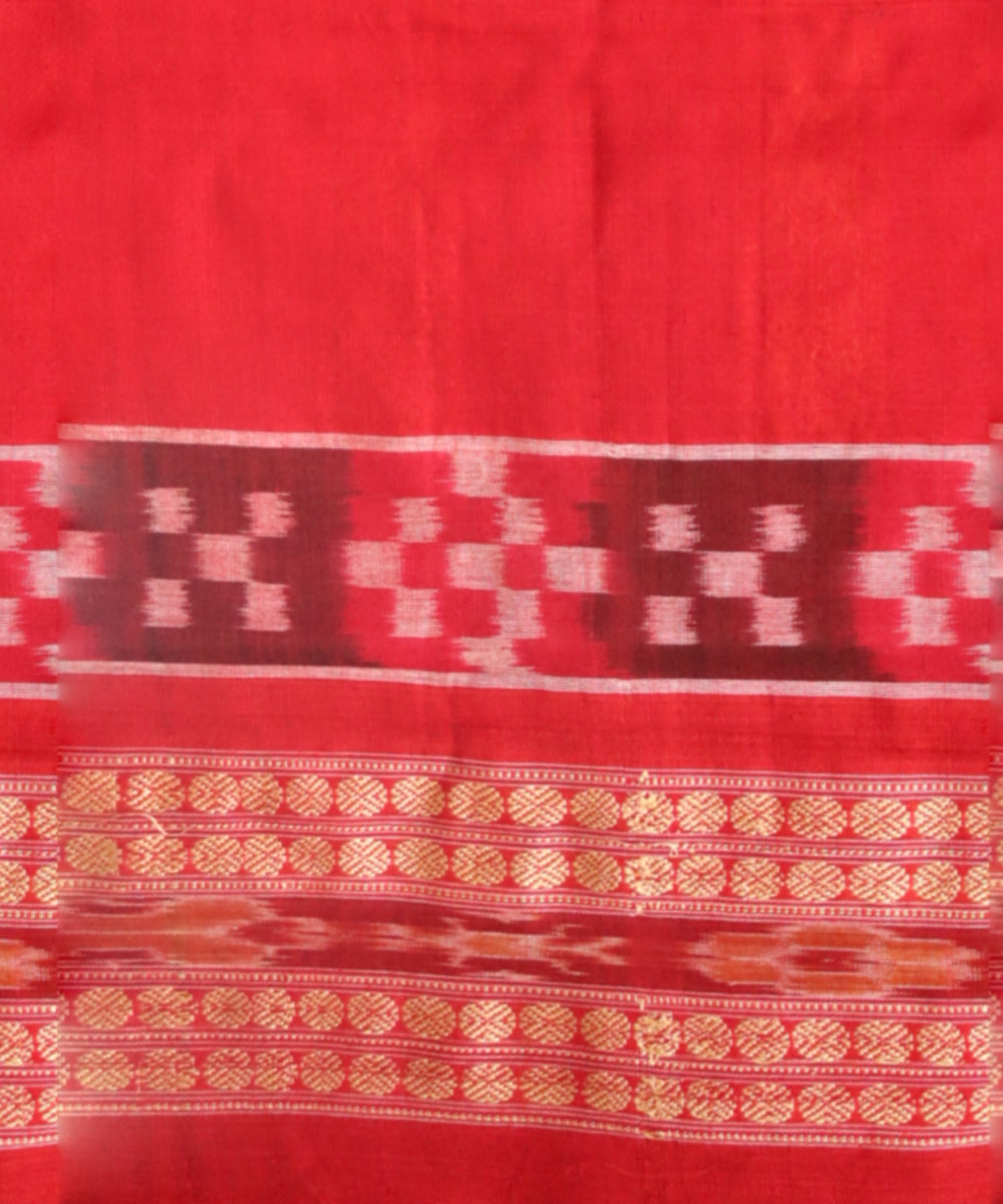 Cyan blue dark red cotton handloom bomkai saree
