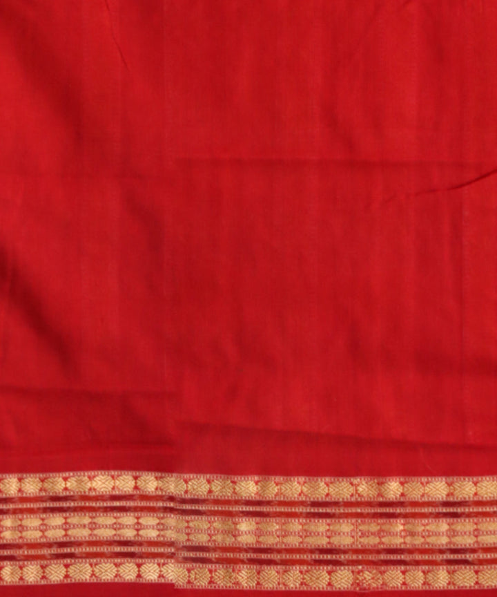 Yellow dark red cotton handloom bomkai saree