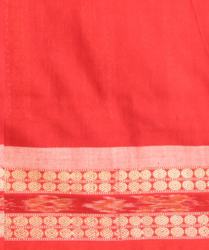 Sky blue dark red cotton handloom bomkai saree