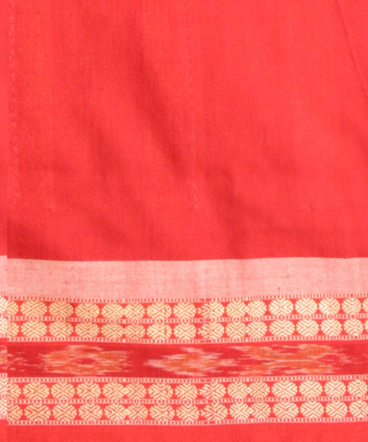 Sky blue dark red cotton handloom bomkai saree