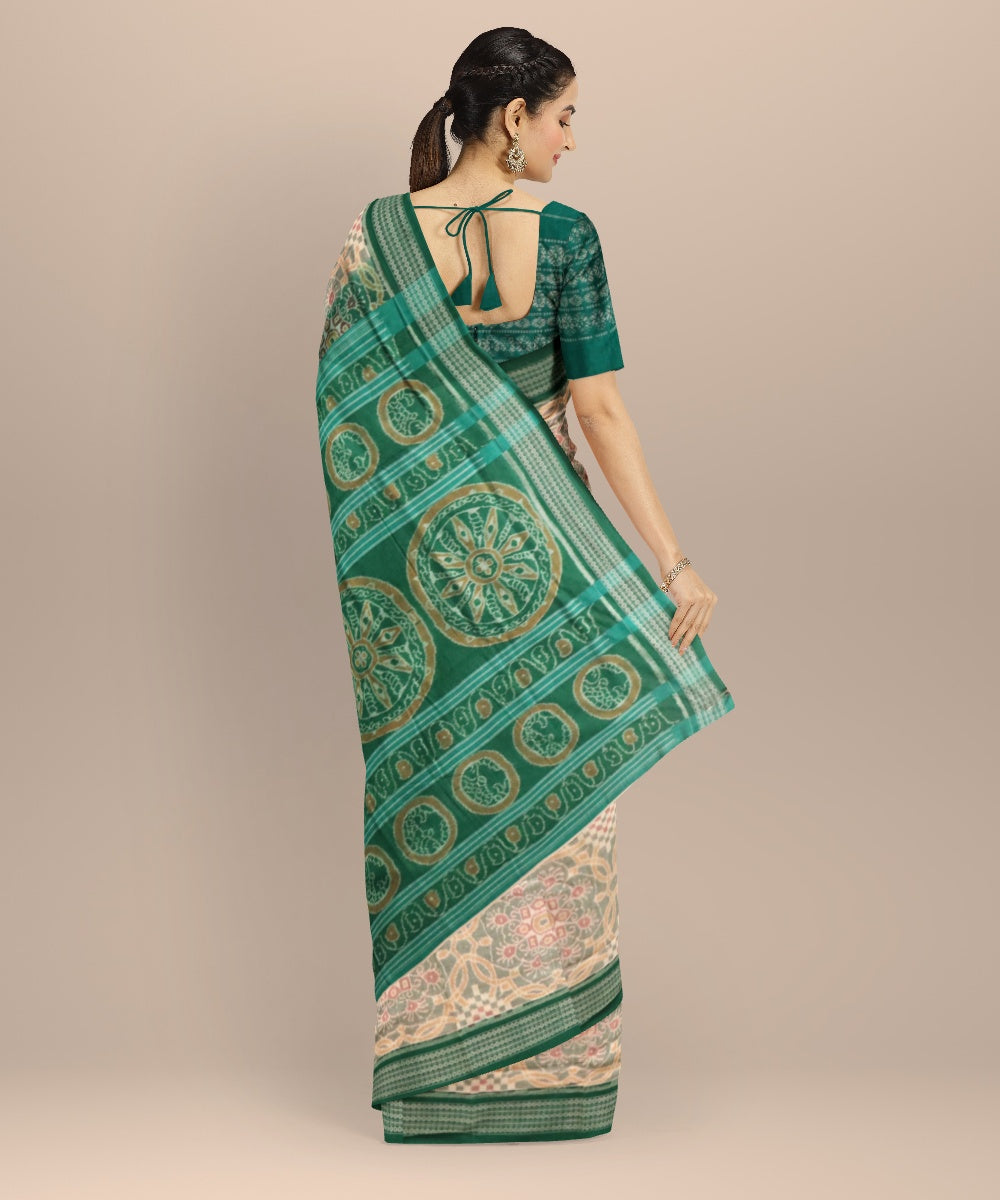Grey dark green cotton handloom sambalpuri saree