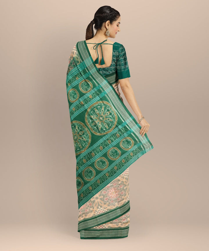 Grey dark green cotton handloom sambalpuri saree