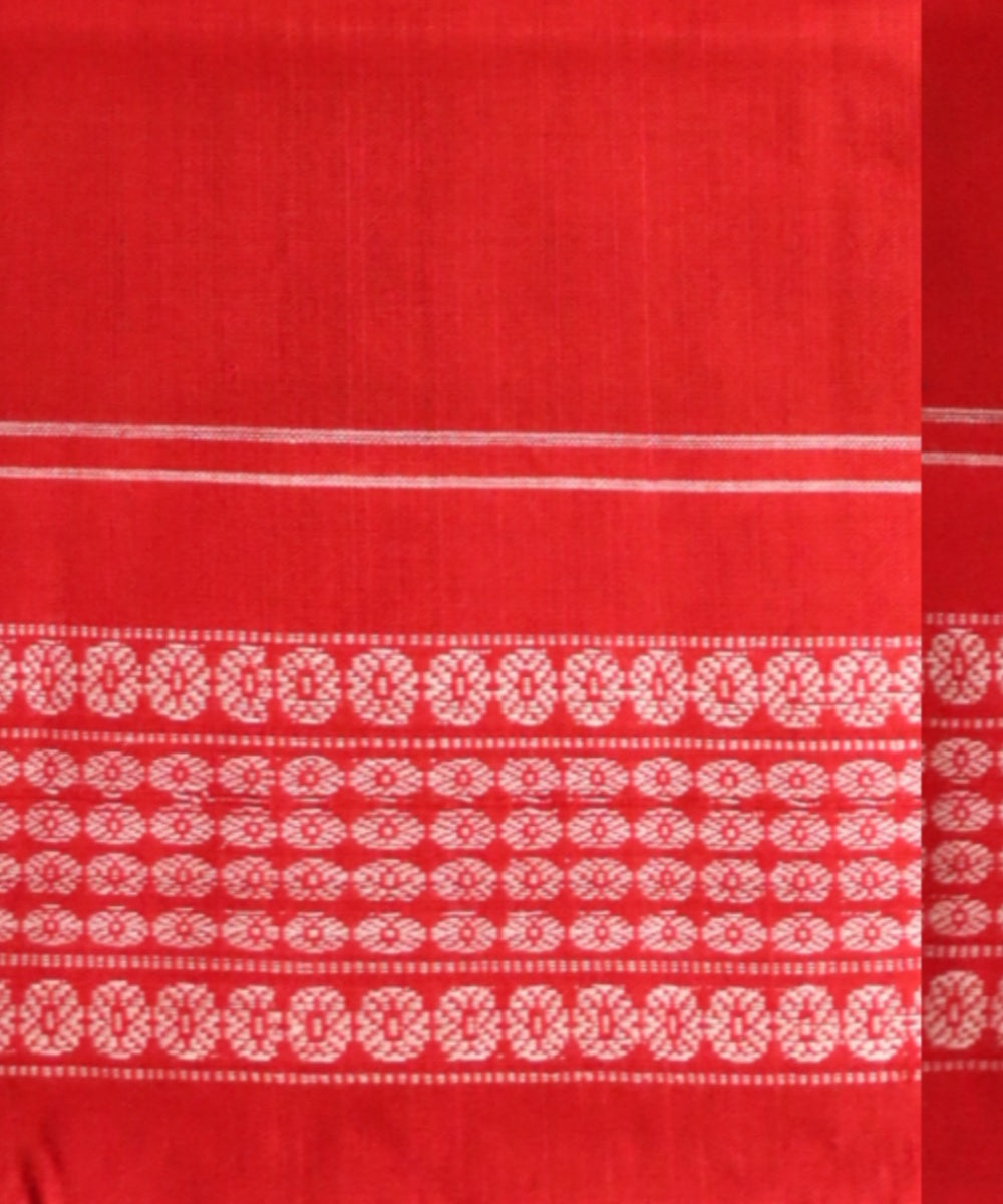 Dark green dark red cotton handloom sambalpuri saree