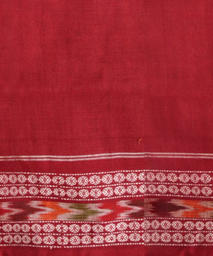 Multicolor maroon cotton handloom sambalpuri saree