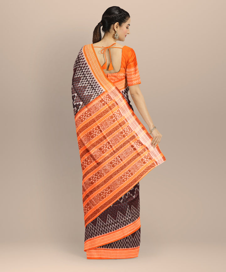 Brown orange cotton handloom sambalpuri saree