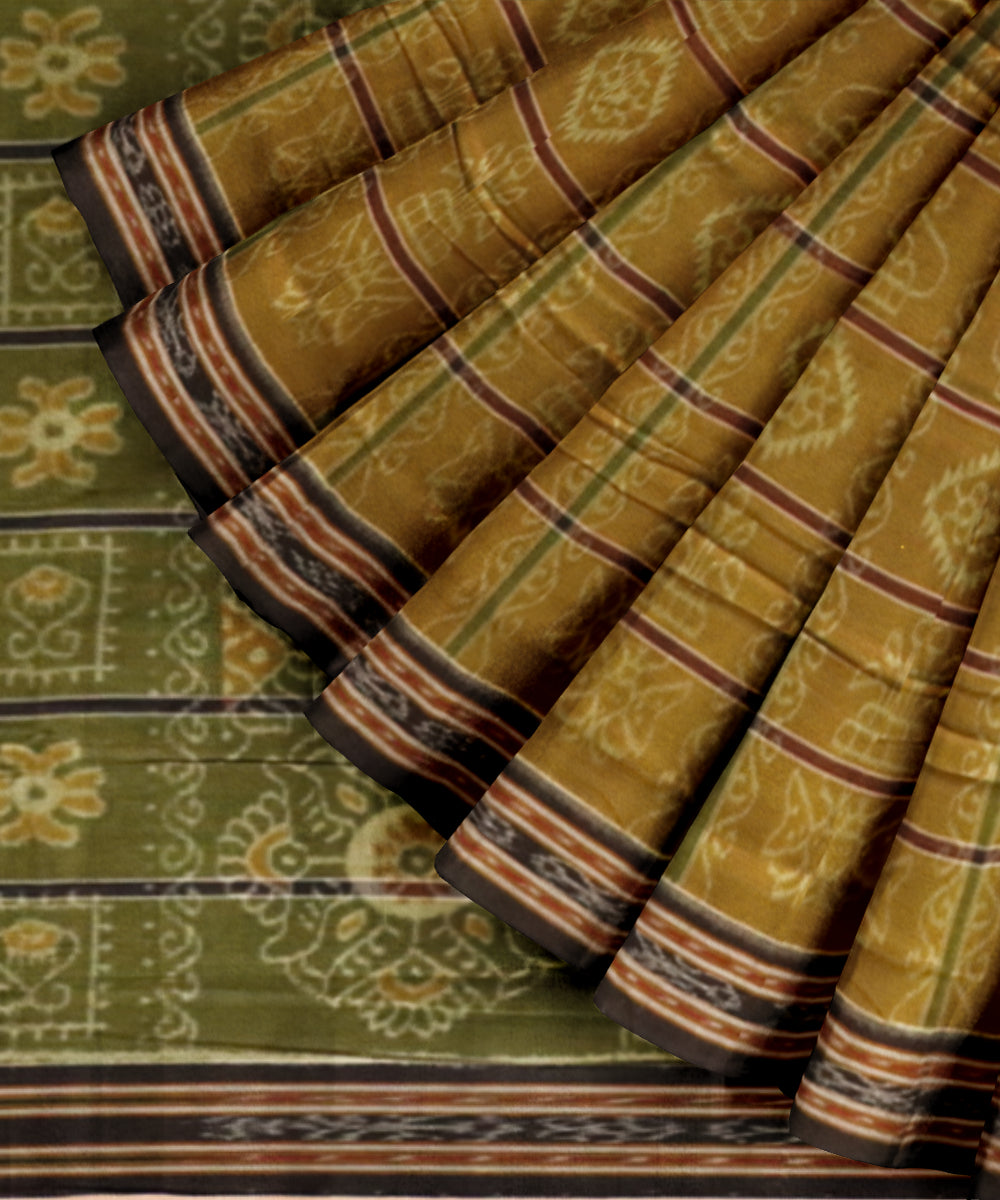 Light green black cotton handloom nuapatna saree