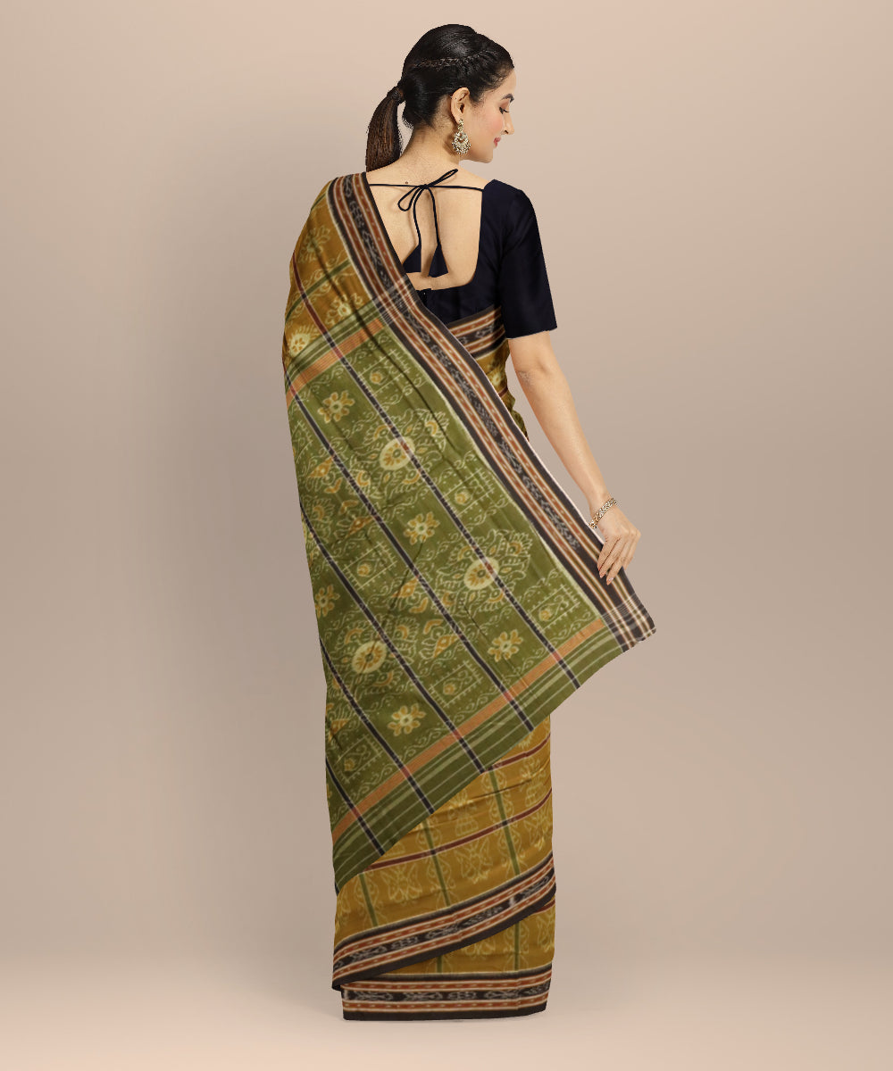 Light green black cotton handloom nuapatna saree
