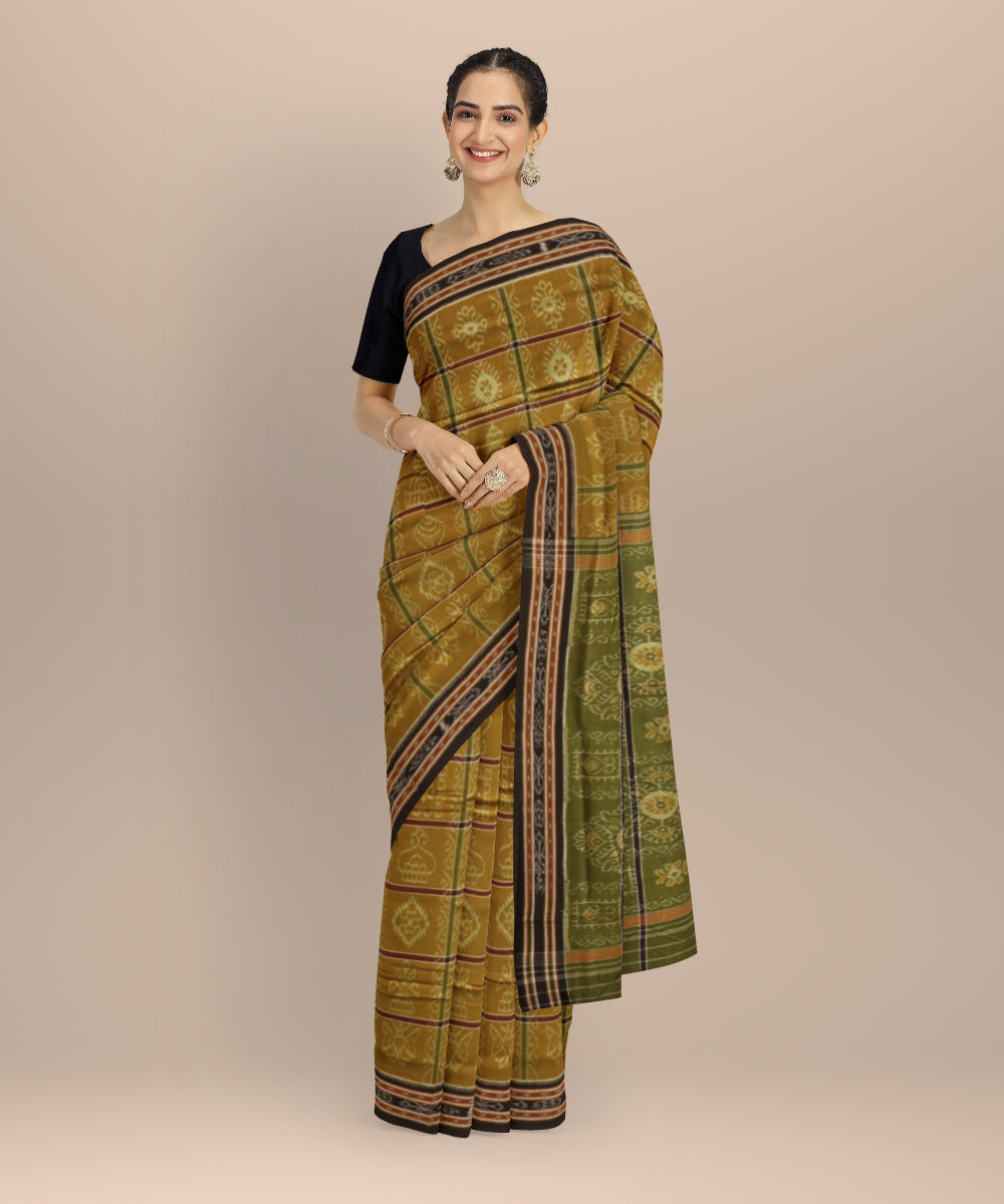 Light green black cotton handloom nuapatna saree