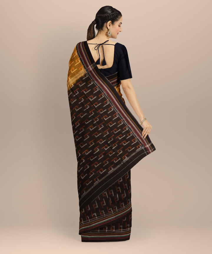 Multicolor Black Cotton Handloom Nuapatna Saree