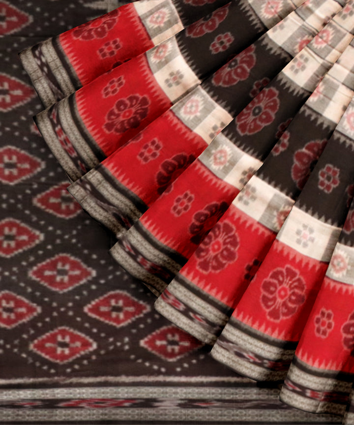 Multicolor black cotton handloom nuapatna saree
