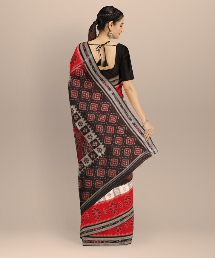 Multicolor black cotton handloom nuapatna saree