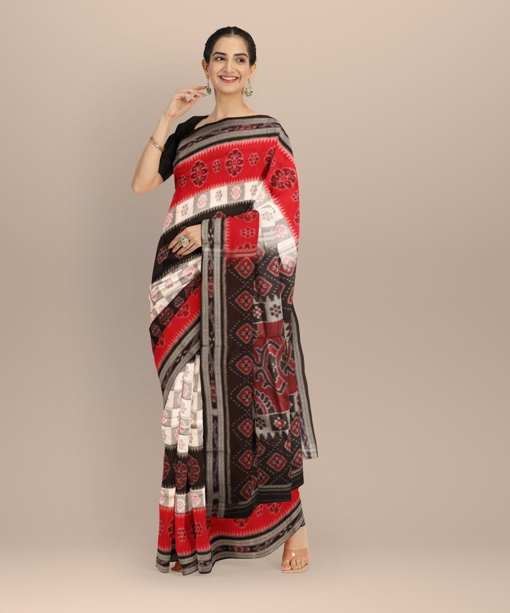 Multicolor black cotton handloom nuapatna saree