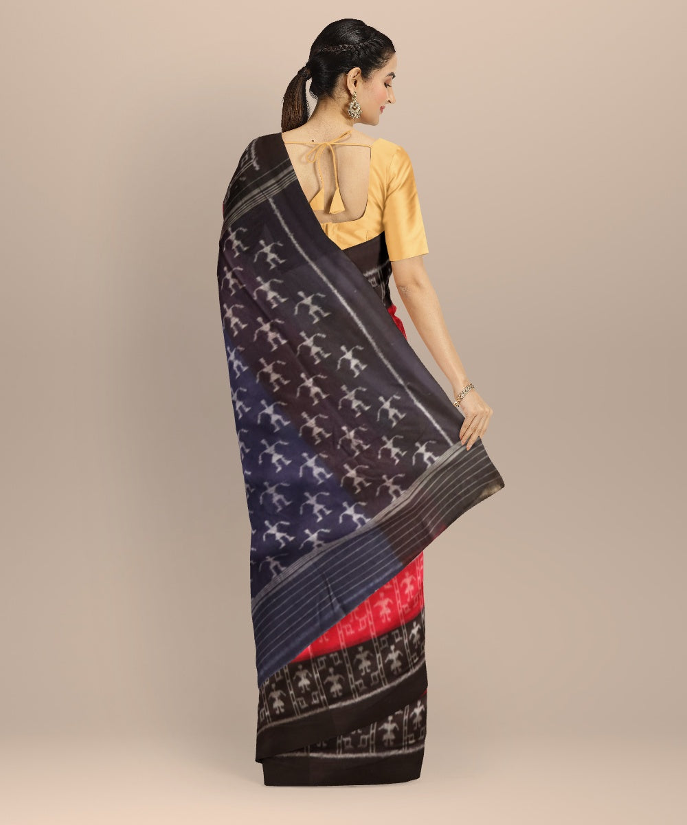 Brown black cotton handloom nuapatna saree