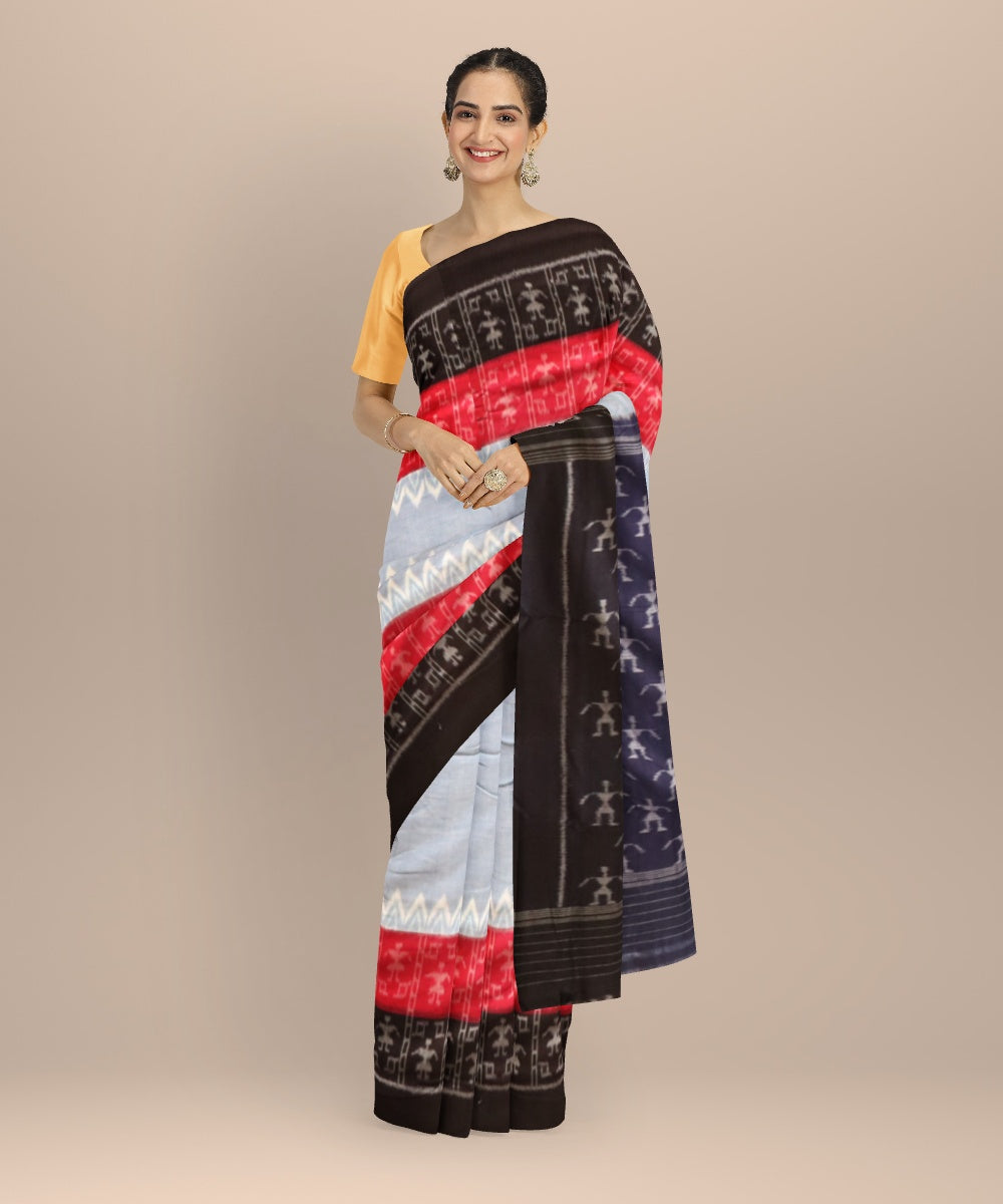 Brown black cotton handloom nuapatna saree