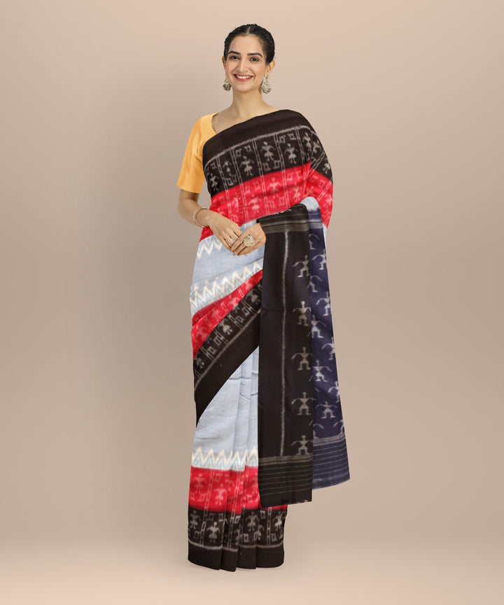 Brown black cotton handloom nuapatna saree
