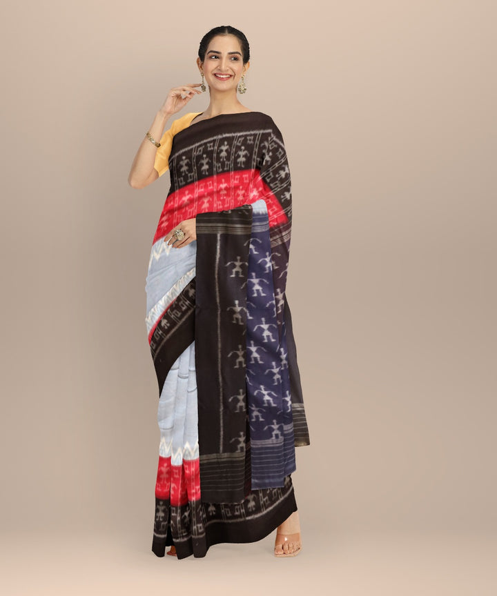 Brown black cotton handloom nuapatna saree
