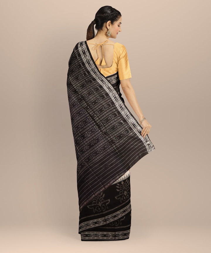 Peach black cotton handloom nuapatna saree