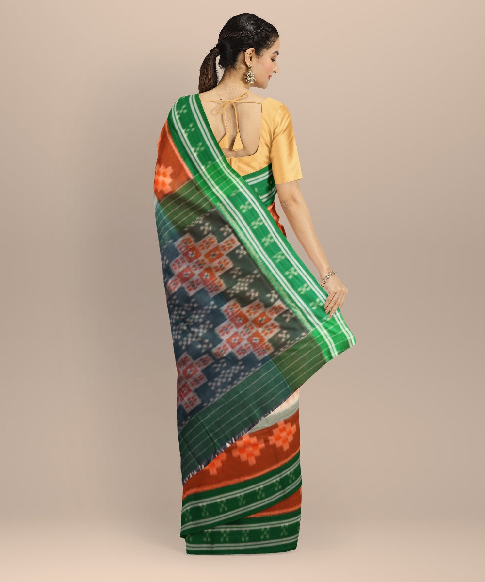 Peach multicolour cotton handloom nuapatna saree